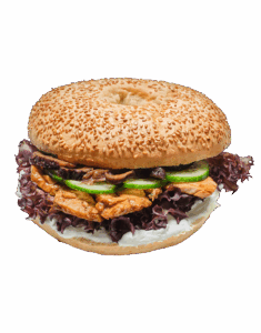 Bajgiel azjatycki z kurczakiem teriyaki