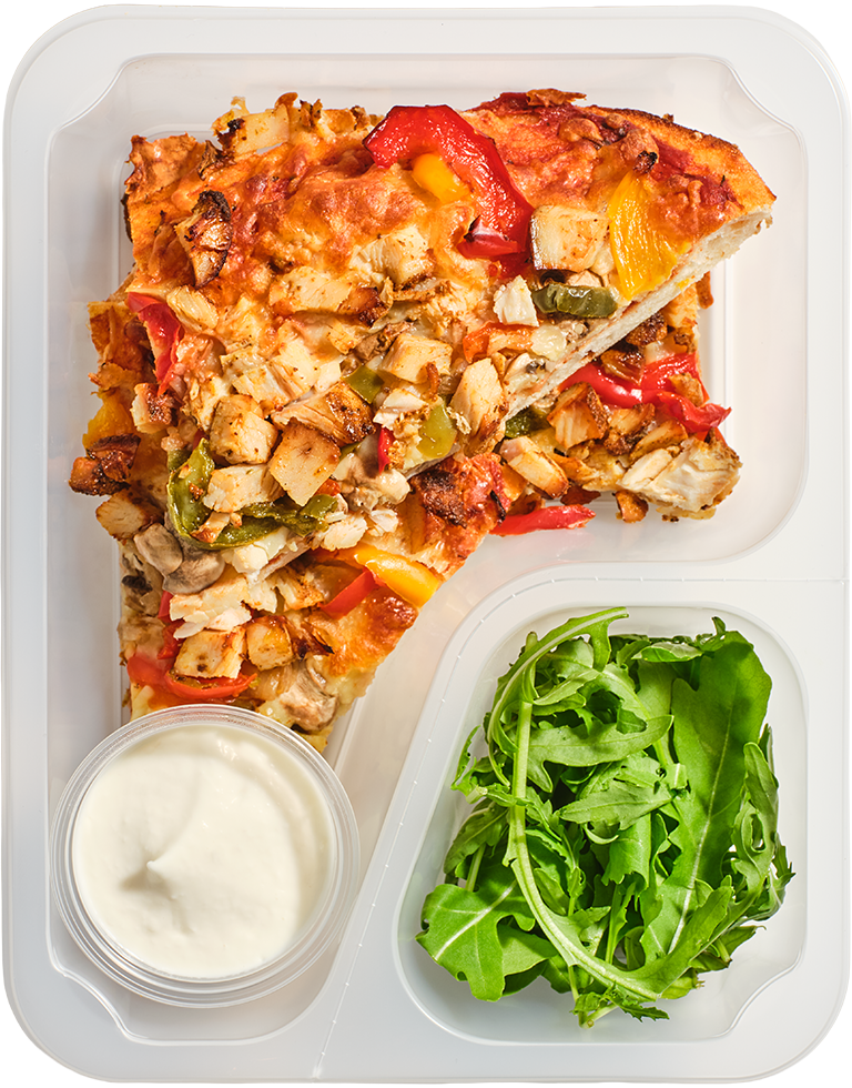 Pizza z kurczakiem, papryką i pieczarkami