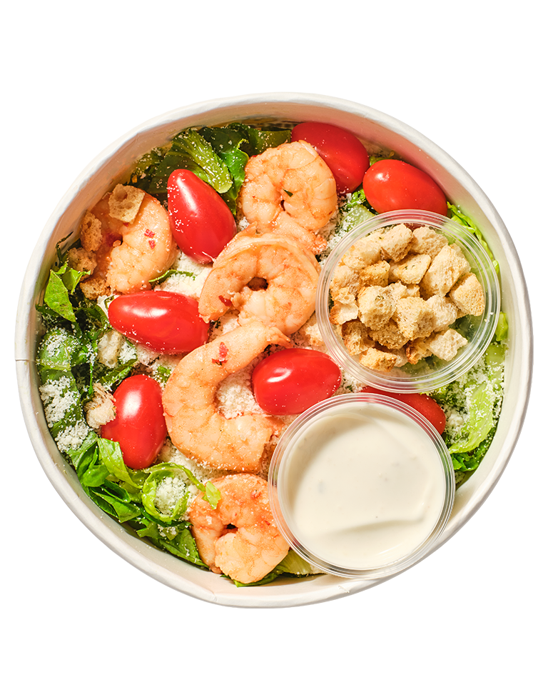 Sałatka cezar z krewetkami